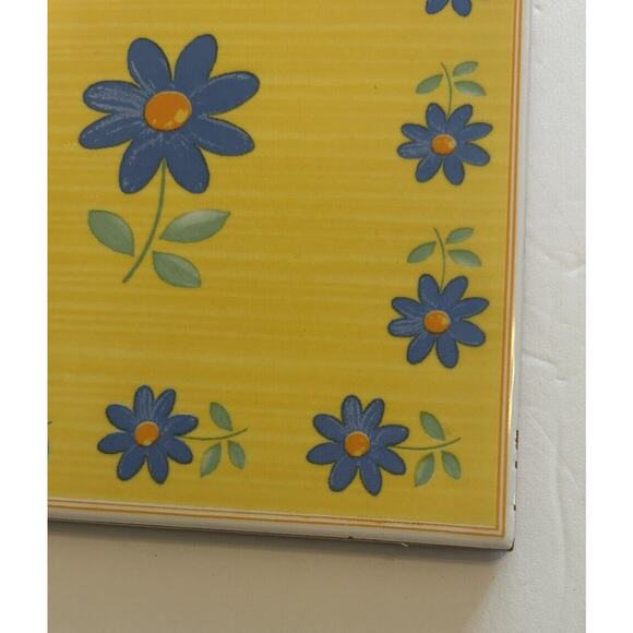 Vtg Furio Home Italian 8” Tile Trivet Yellow Blue Daisy Art Pottery Terra Cotta - Picture 7 of 13